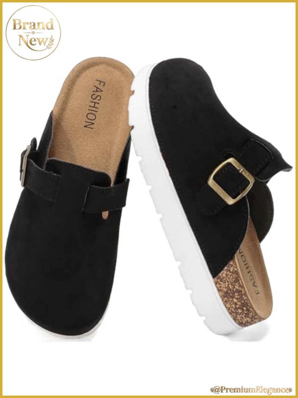 Leather Platform Clogs for Women Chunky Mules with Arch Support